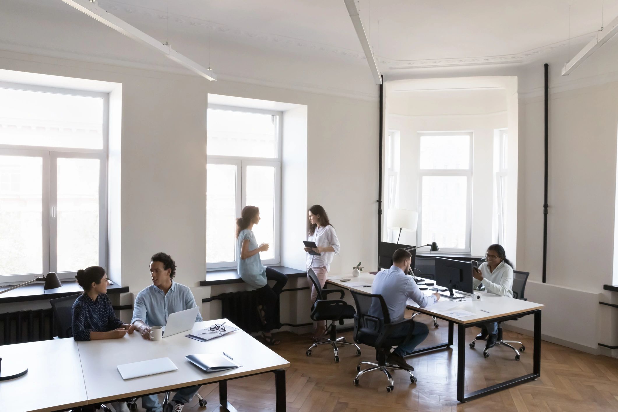 Customer support team in a modern office
