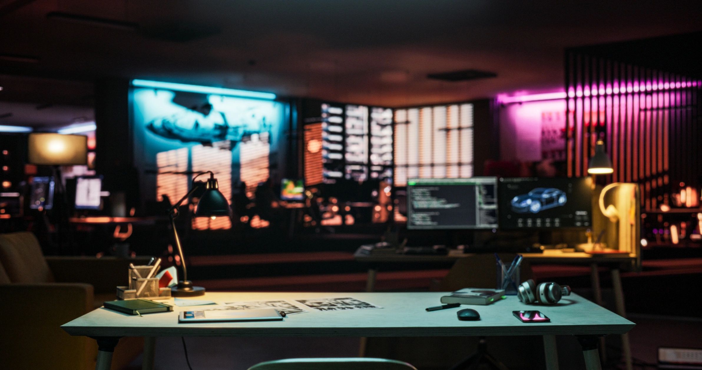 Modern office workspace representing digital service operations