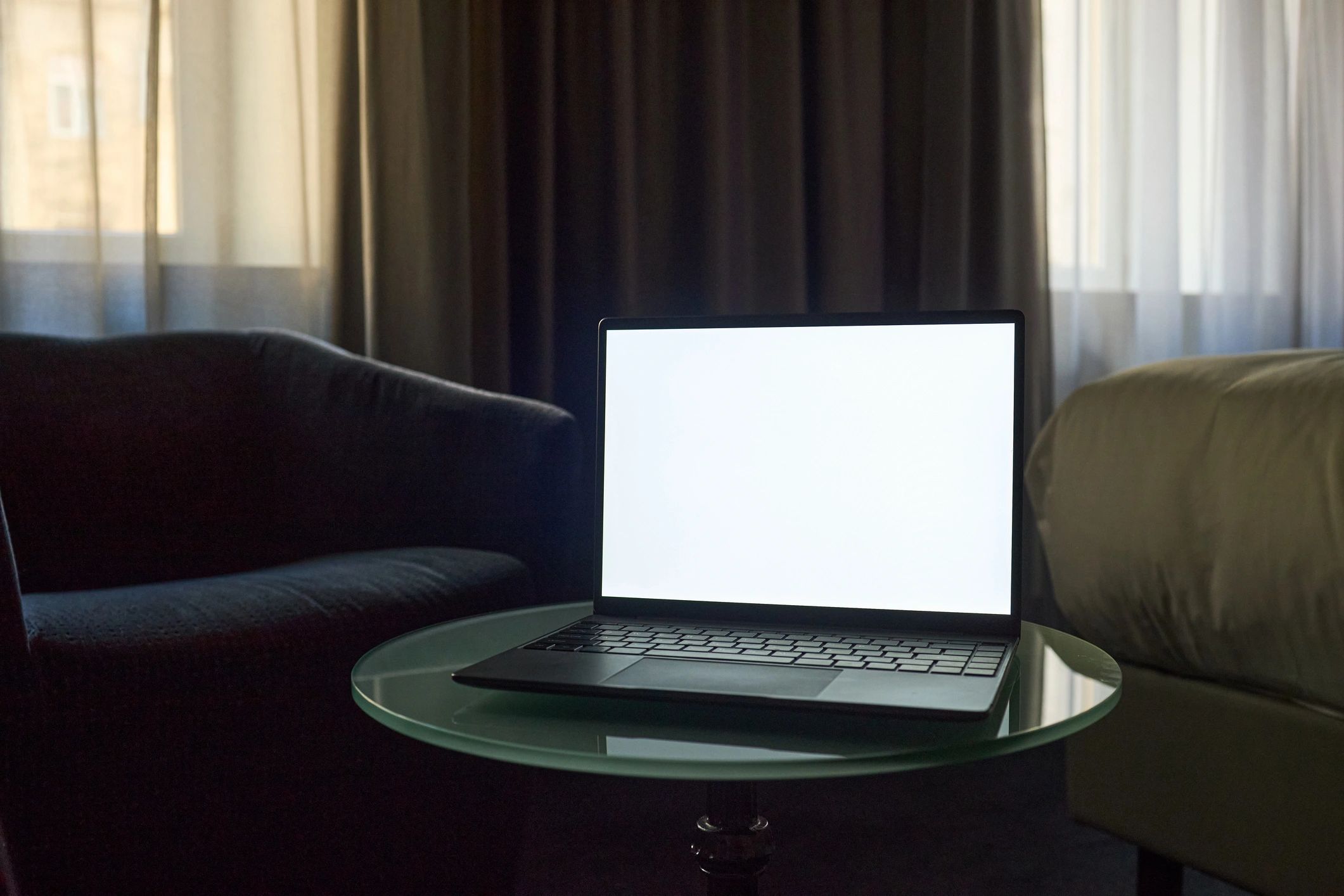 Laptop in office setting representing customer account access
